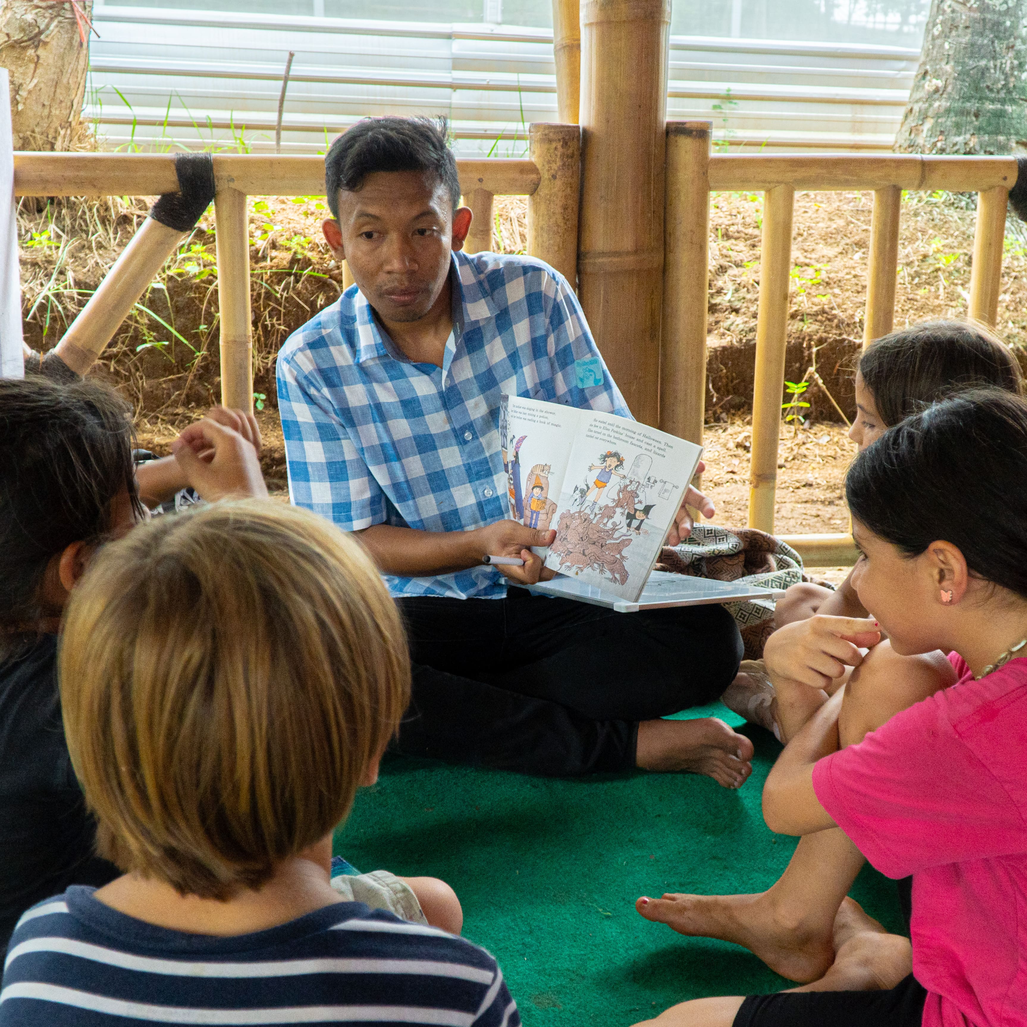 Students learning in nature at Anak Alam